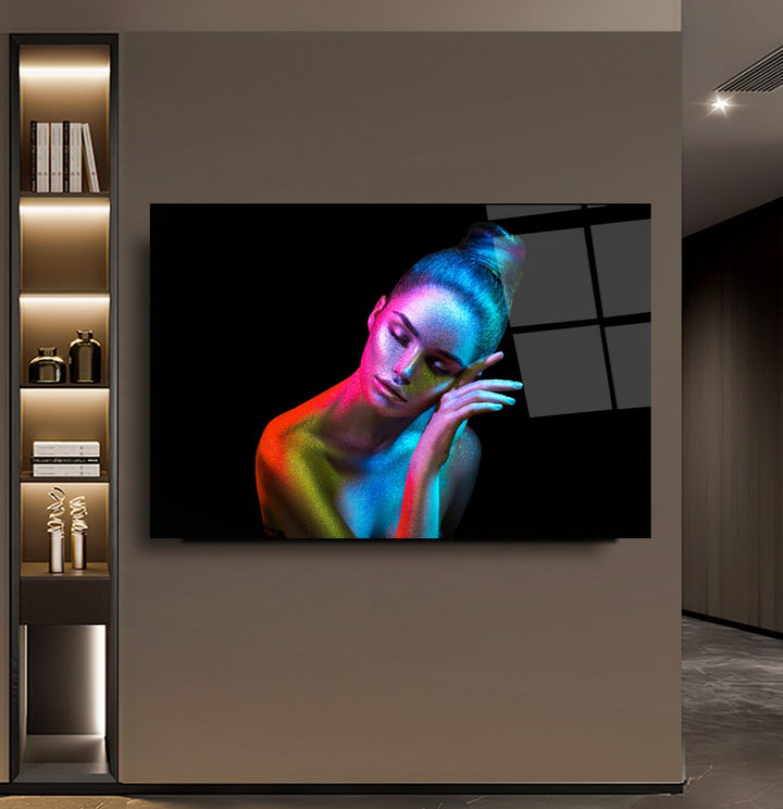 Neon Kadın Cam Tablo