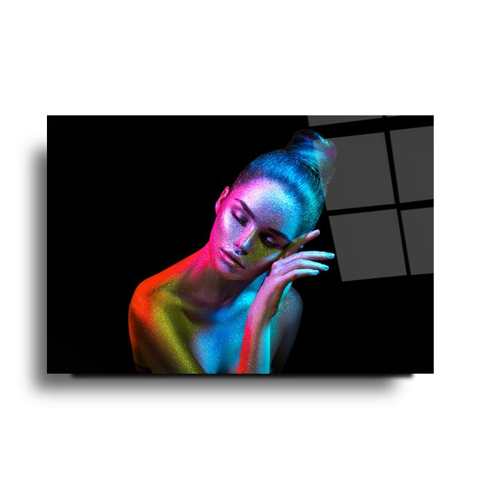 Neon Kadın Cam Tablo