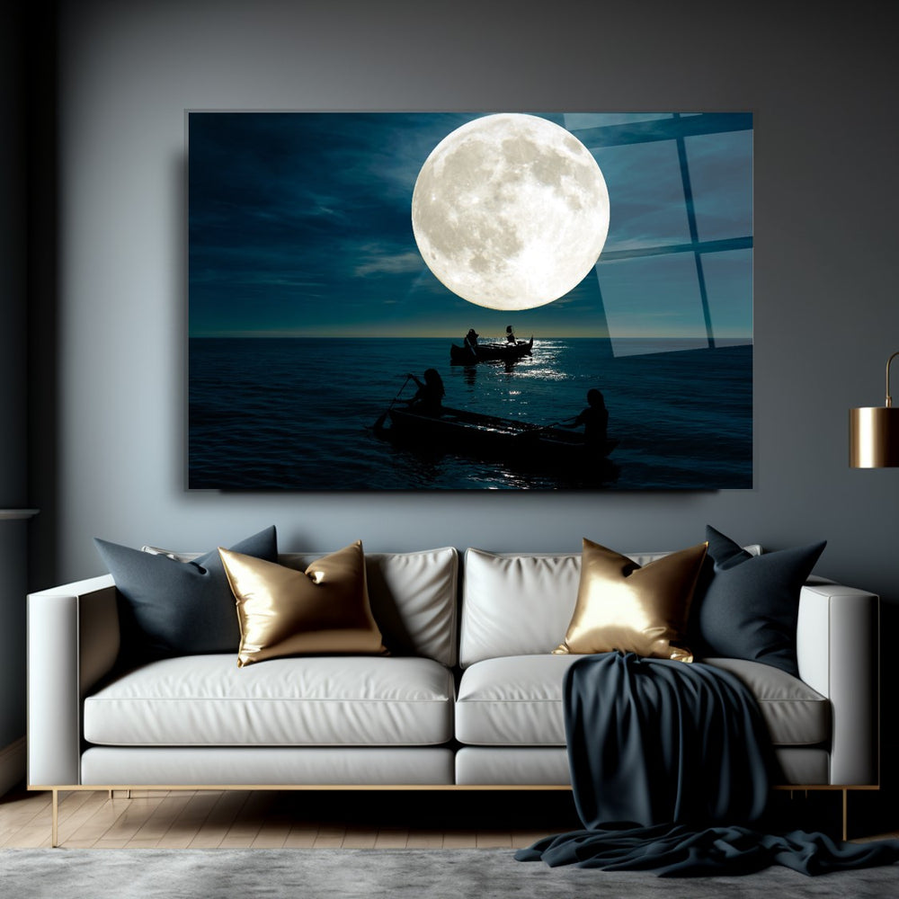 Gece Manzara Cam Tablo
