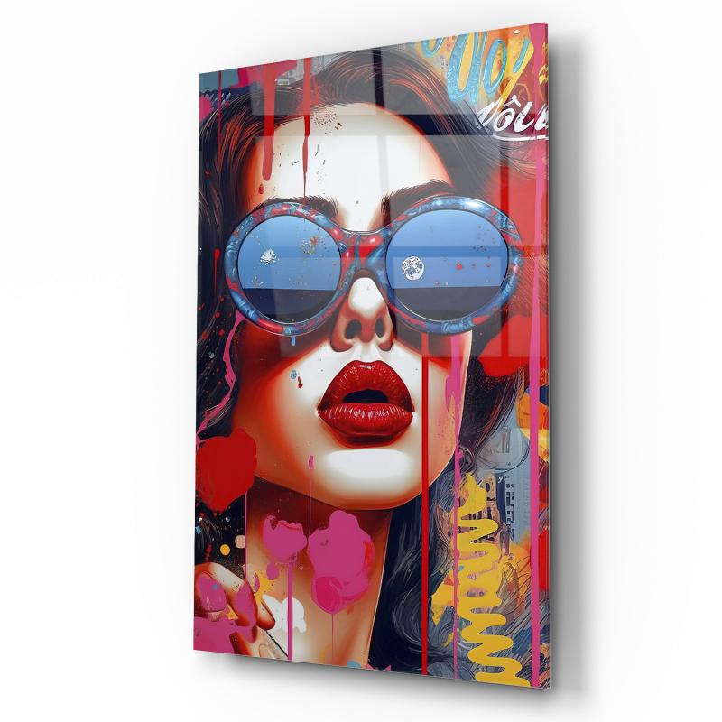 Pop Art Kadın  Cam Tablo