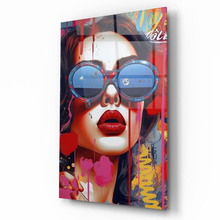 Pop Art Kadın  Cam Tablo
