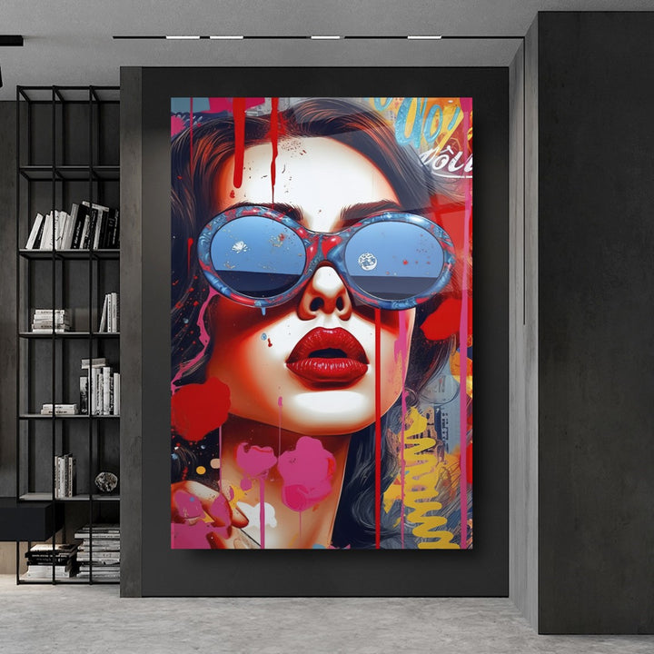 Pop Art Kadın  Cam Tablo