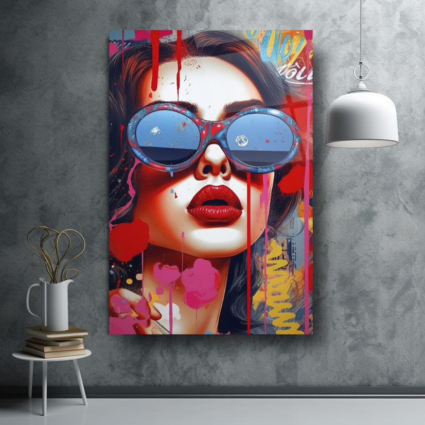 Pop Art Kadın  Cam Tablo