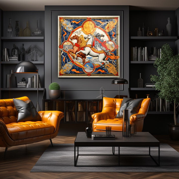 Hermes Atları Cam Tablo