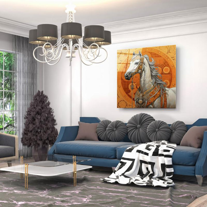 Hermes Atı Cam Tablo