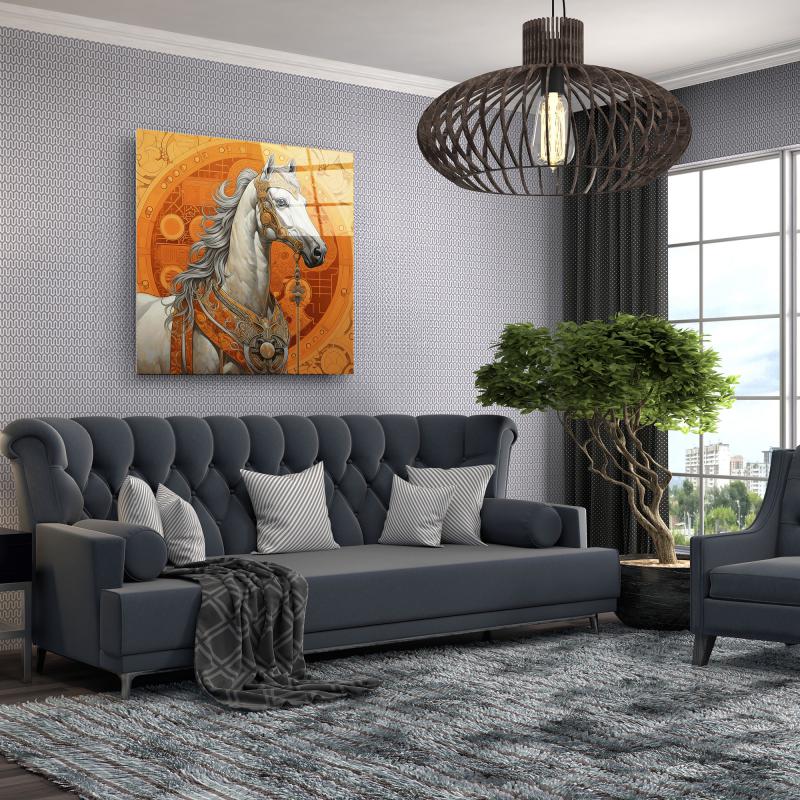 Hermes Atı Cam Tablo