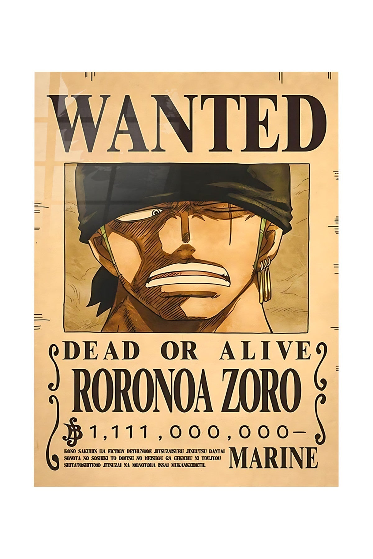 Roronoa Zoro Wanted One Piece – Binlerce Tablo