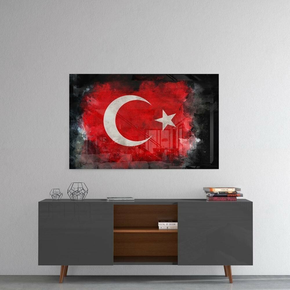 Türk Bayrağı Cam Tablo