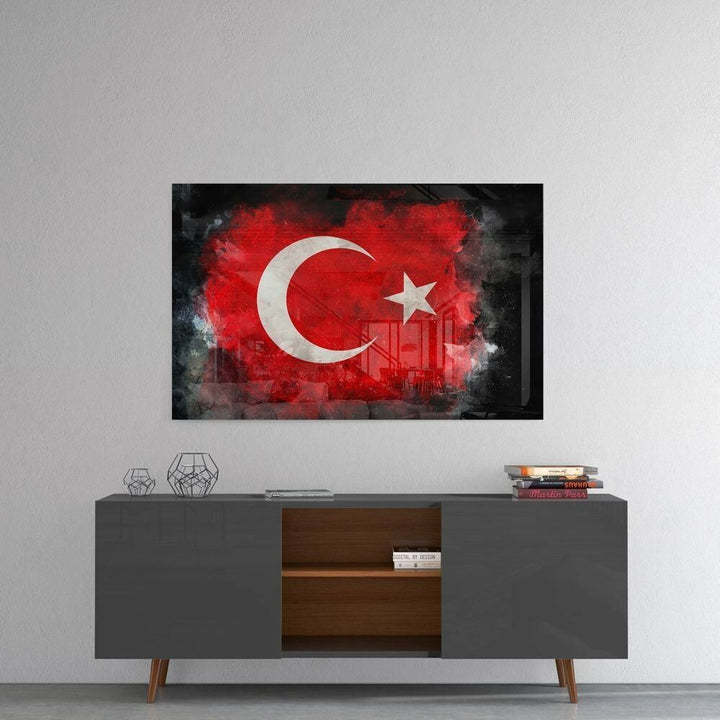 Türk Bayrağı Cam Tablo