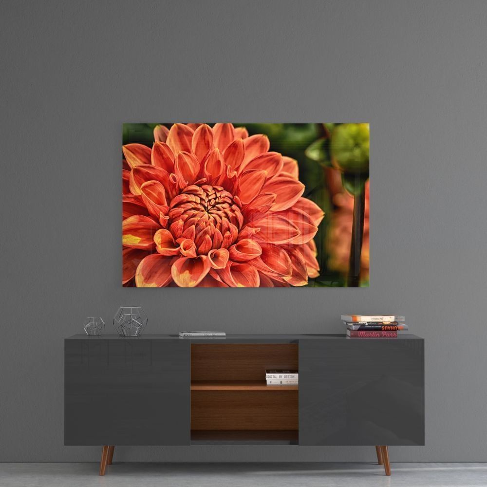 Turuncu Gerbera Cam Tablo