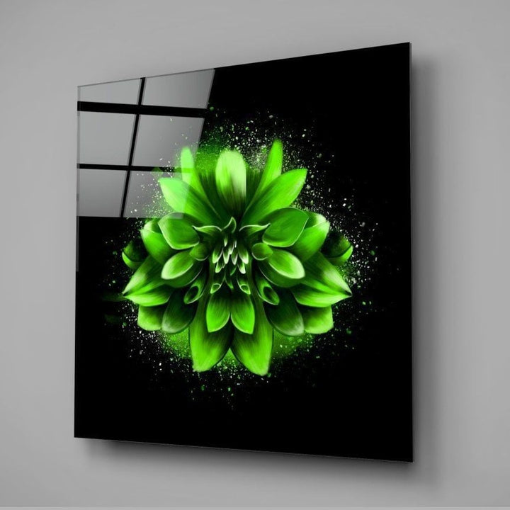Yeşil Lotus Cam Tablo