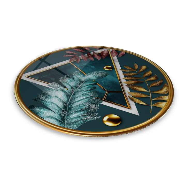 Gold Desenler Yuvarlak Cam Tablo