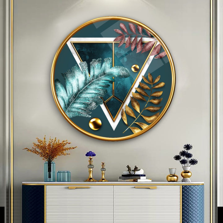 Gold Desenler Yuvarlak Cam Tablo