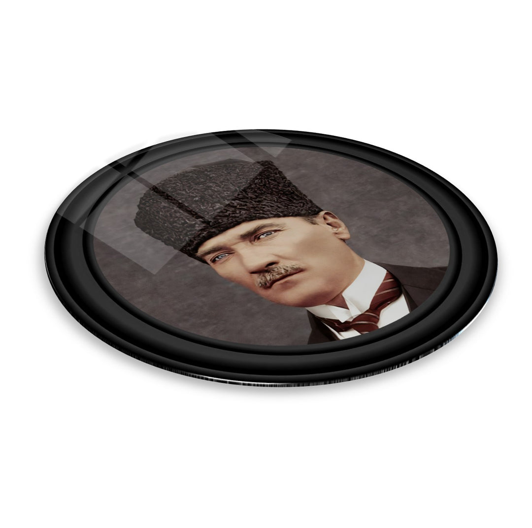 Atatürk Yuvarlak Cam Tablo