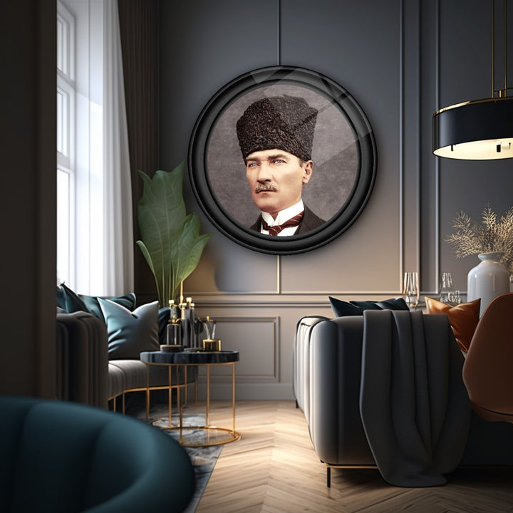 Atatürk Yuvarlak Cam Tablo
