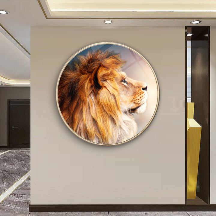 Aslan Yuvarlak Cam Tablo