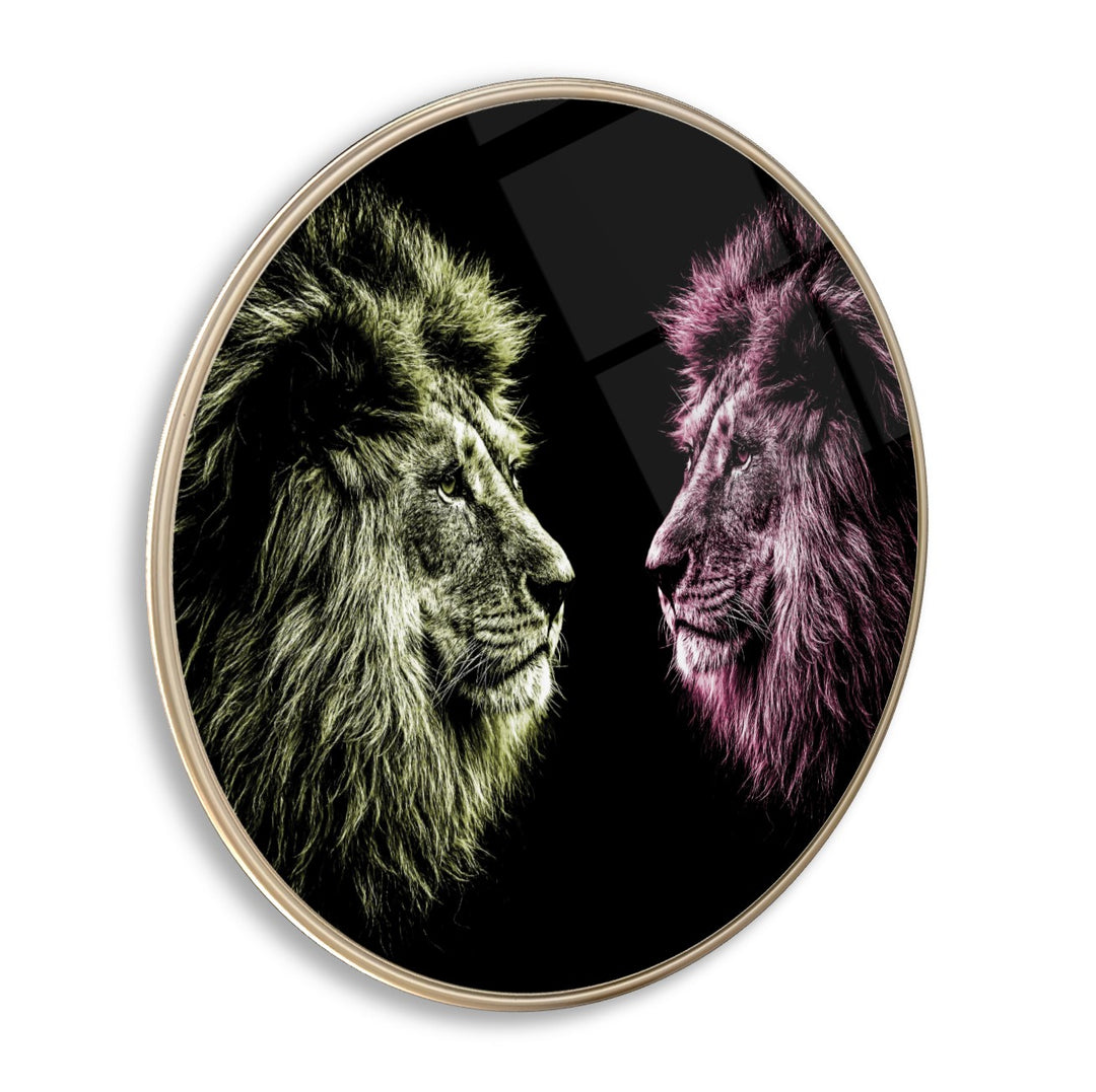 Aslan Yuvarlak Cam Tablo