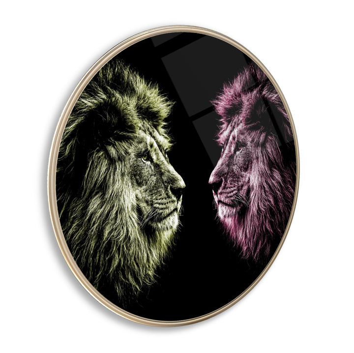 Aslan Yuvarlak Cam Tablo