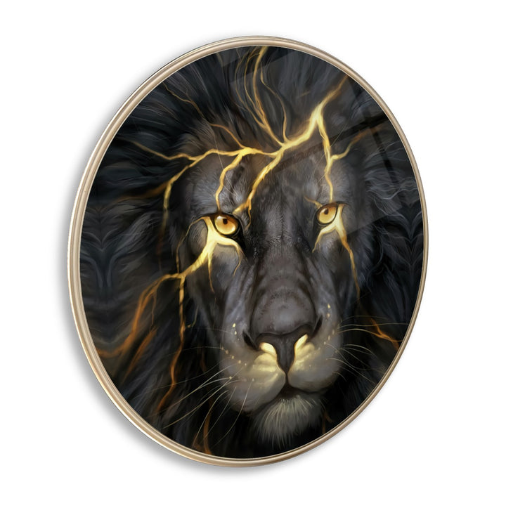 Aslan Yuvarlak Cam Tablo
