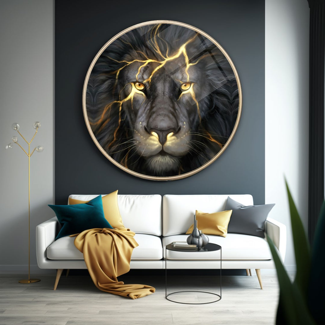 Aslan Yuvarlak Cam Tablo