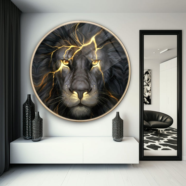 Aslan Yuvarlak Cam Tablo