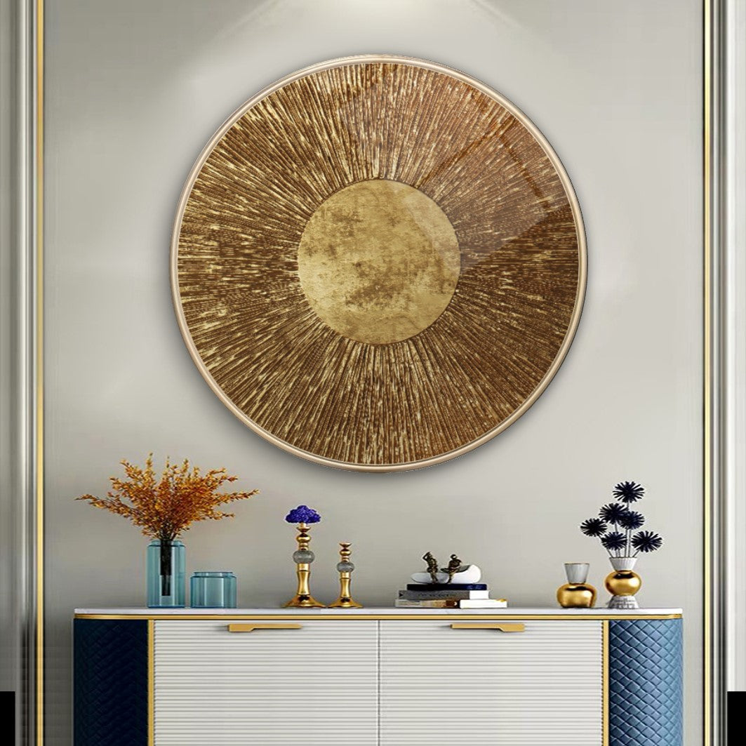 Gold Desen Yuvarlak Cam Tablo