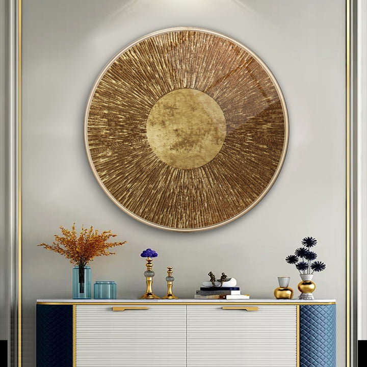 Gold Desen Yuvarlak Cam Tablo