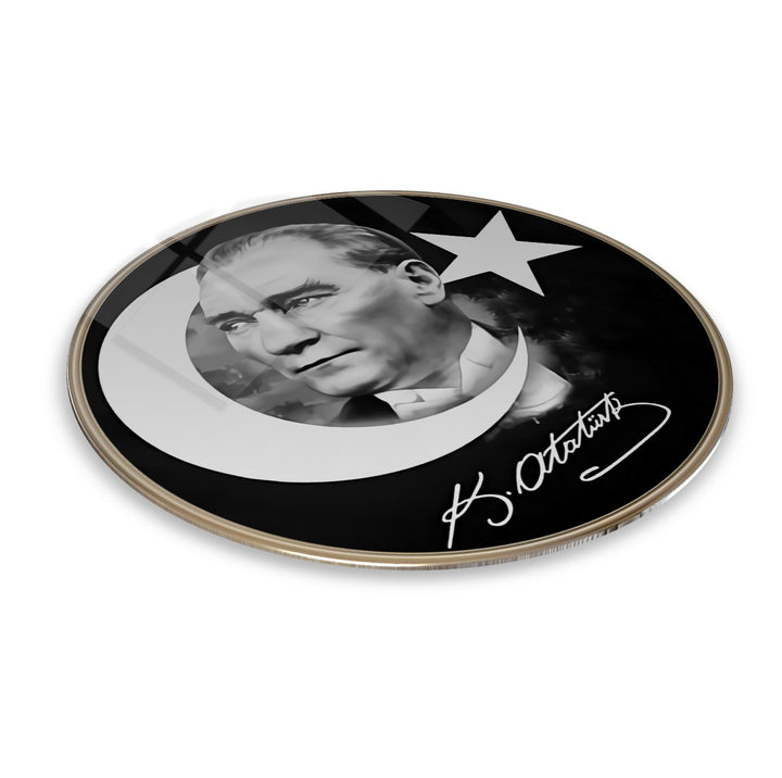 Atatürk Yuvarlak Cam Tablo