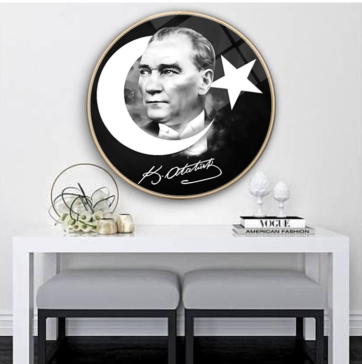 Atatürk Yuvarlak Cam Tablo
