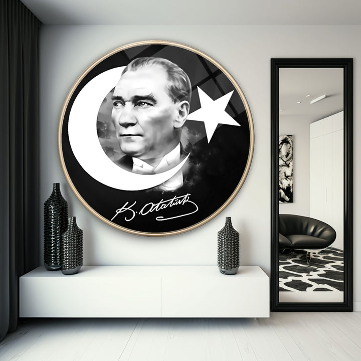 Atatürk Yuvarlak Cam Tablo
