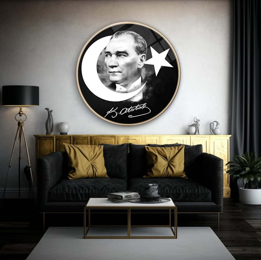 Atatürk Yuvarlak Cam Tablo