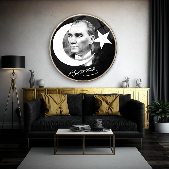 Atatürk Yuvarlak Cam Tablo