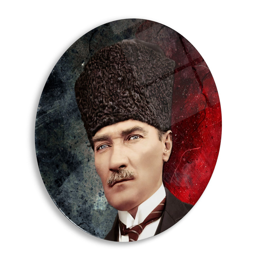 Atatürk Yuvarlak Cam Tablo