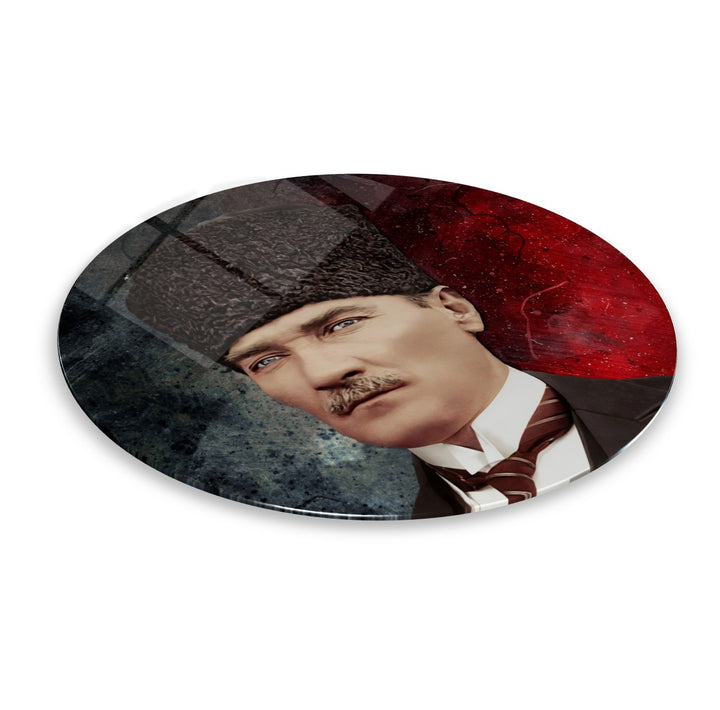 Atatürk Yuvarlak Cam Tablo