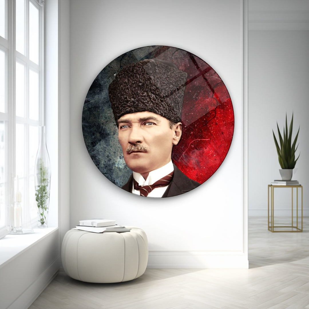 Atatürk Yuvarlak Cam Tablo