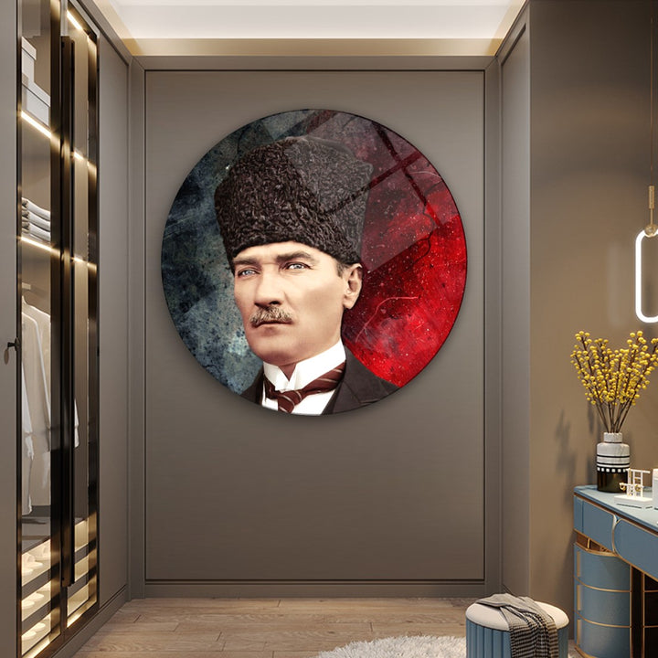 Atatürk Yuvarlak Cam Tablo