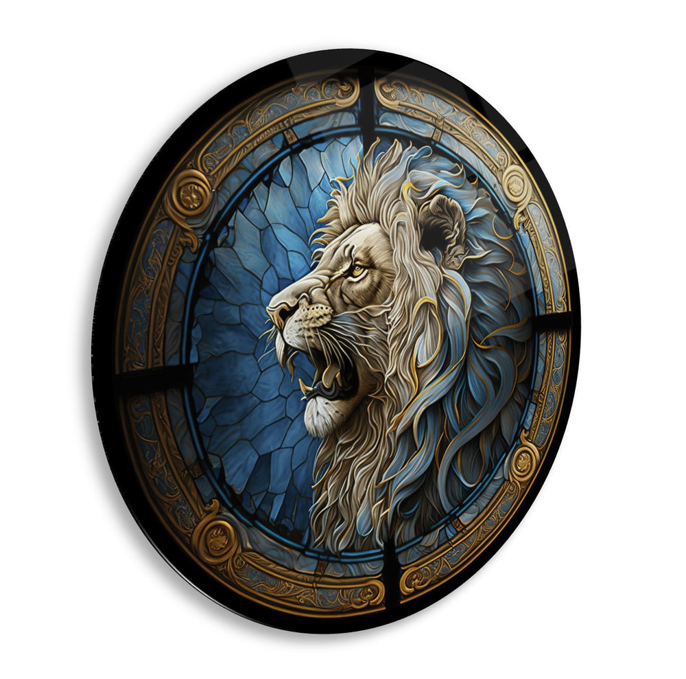 Aslan Yuvarlak Cam Tablo