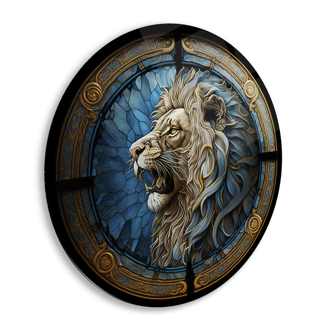Aslan Yuvarlak Cam Tablo
