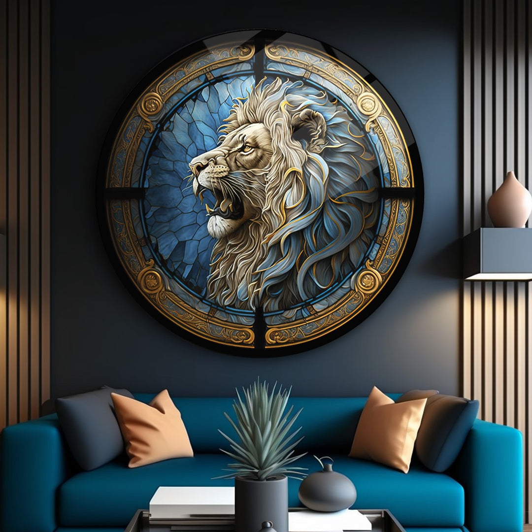 Aslan Yuvarlak Cam Tablo
