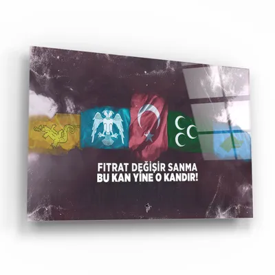 Tarihi Türk Bayrakları Cam Tablo