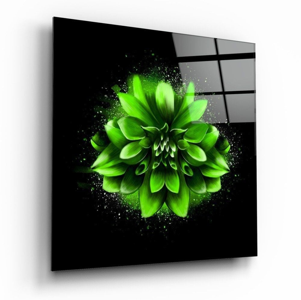 Yeşil Lotus Cam Tablo