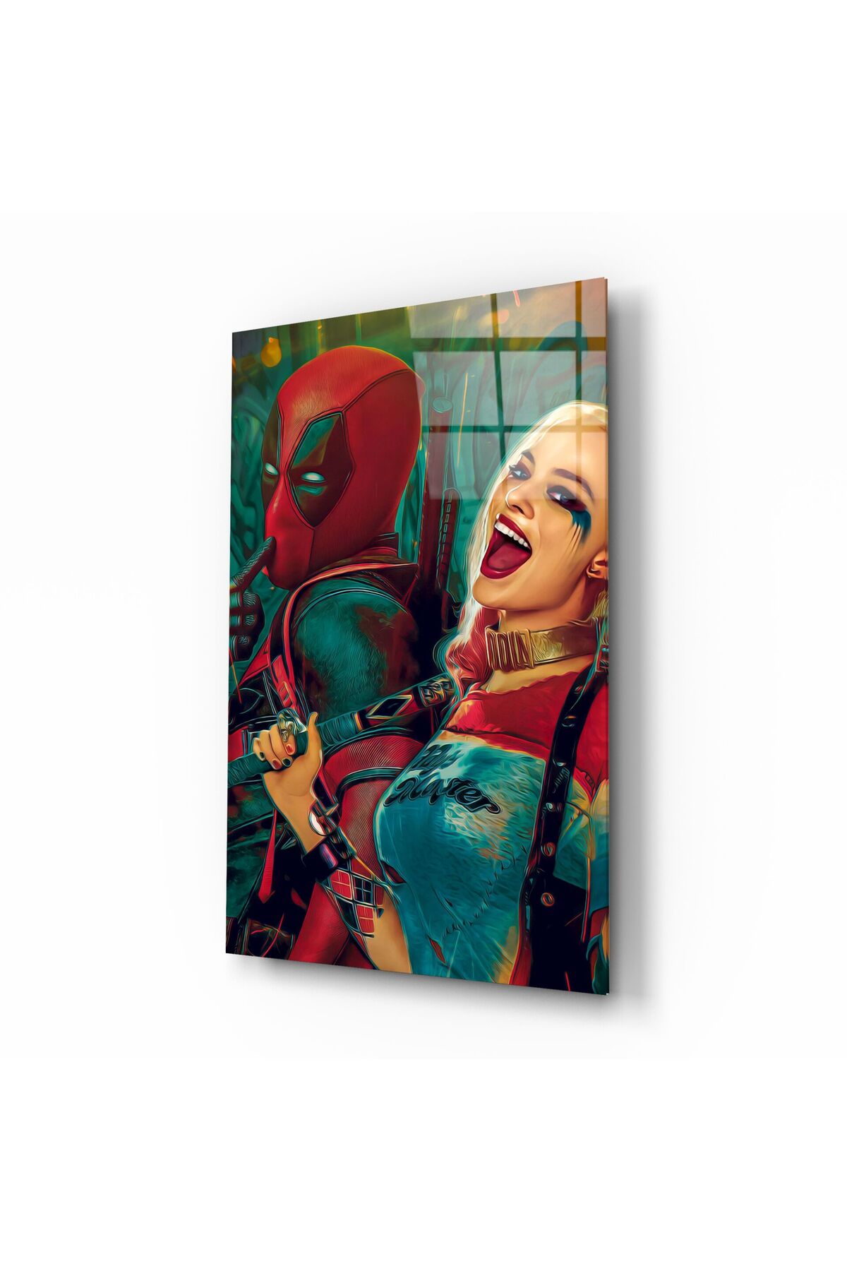 Harley Quinn Ve Deadpool Cam Tablo | Hediyelik, Dekoratif, Ofis, Mutfak