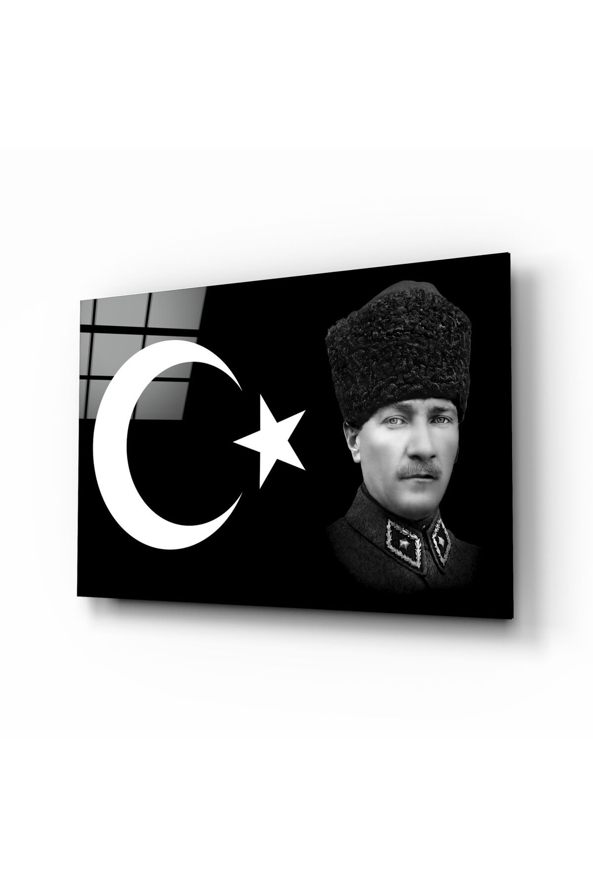 Türk Bayrağı ve Atatürk Cam Tablo | Hediyelik, Dekoratif, Ofis, Mutfak