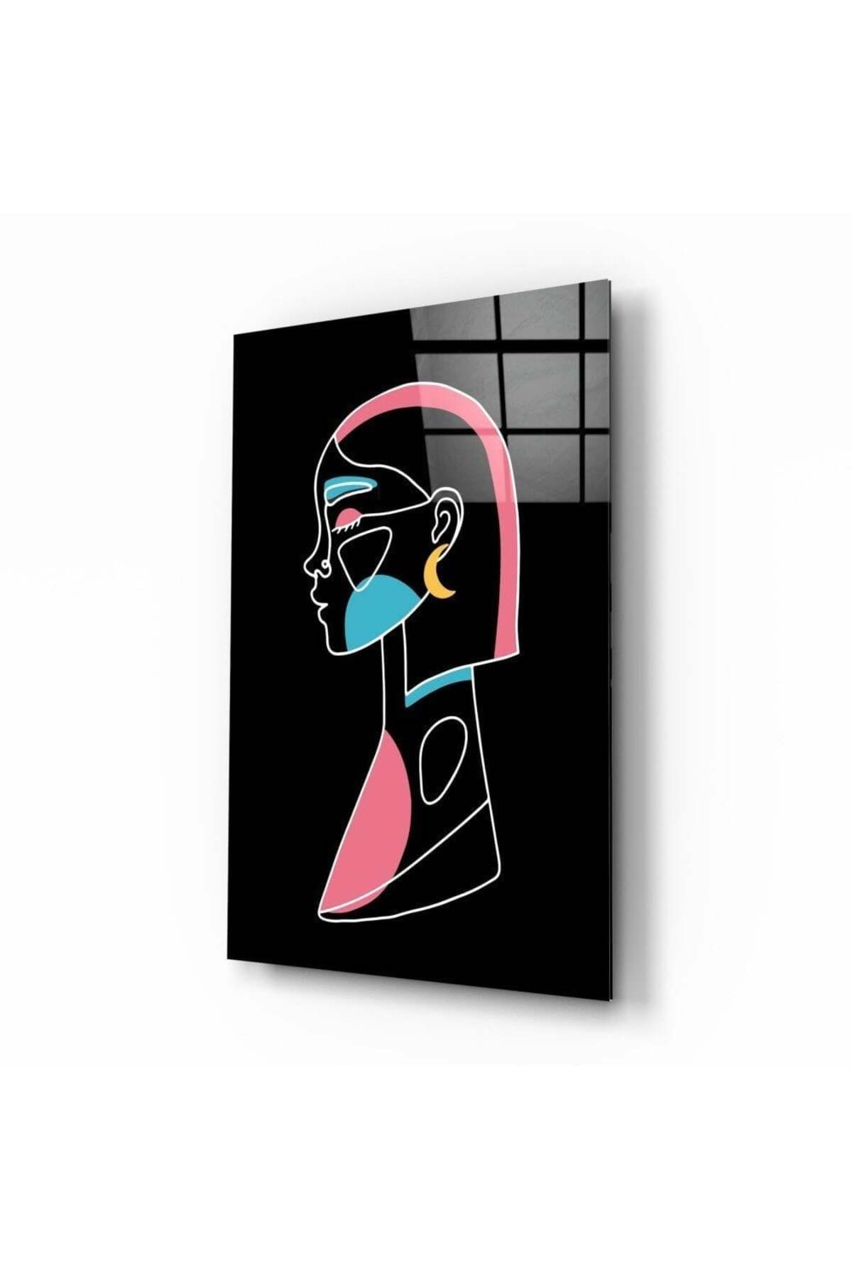 Soyut Renkli Portre Cam Tablo | Hediyelik, Dekoratif, Ofis, Mutfak