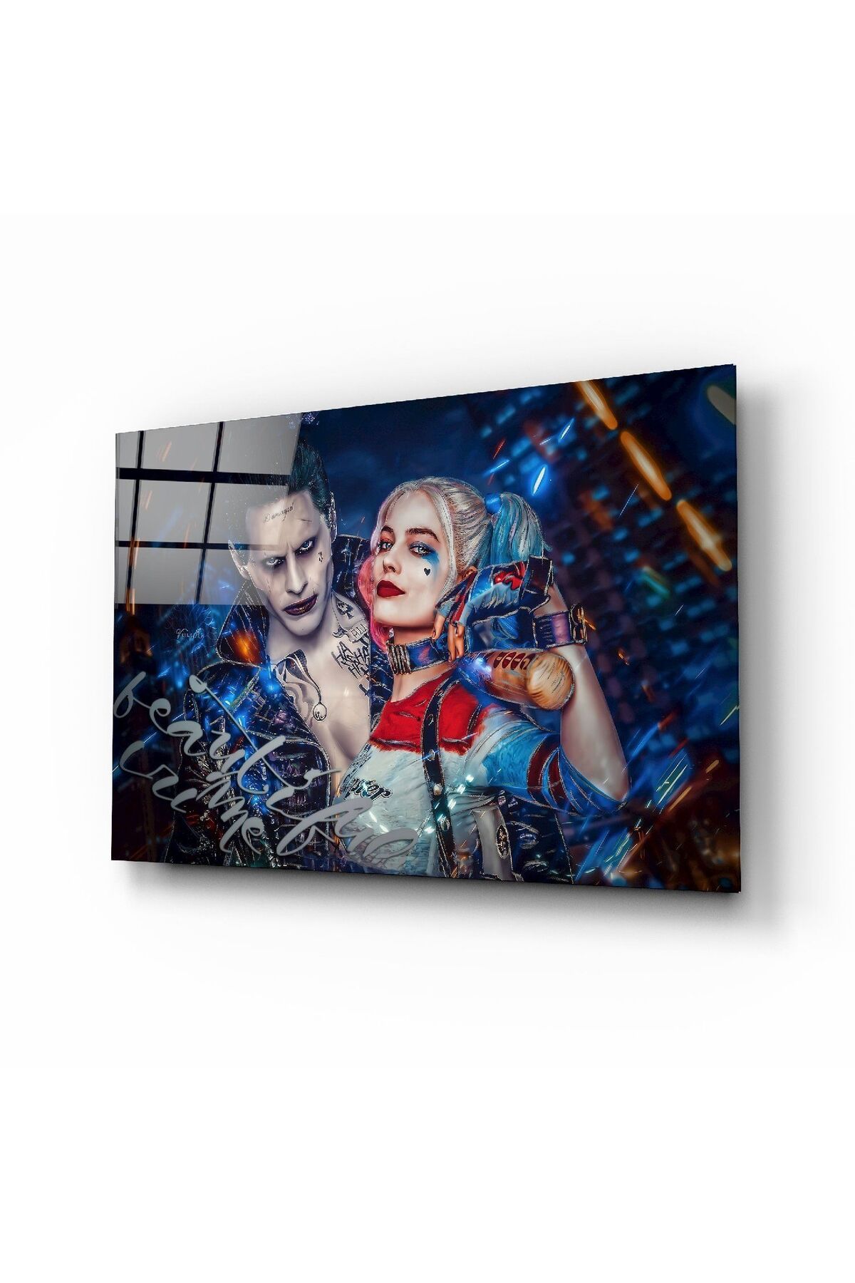 Harley Quinn ve Joker Cam Tablo No:6070 | Hediyelik, Dekoratif, Ofis, Mutfak
