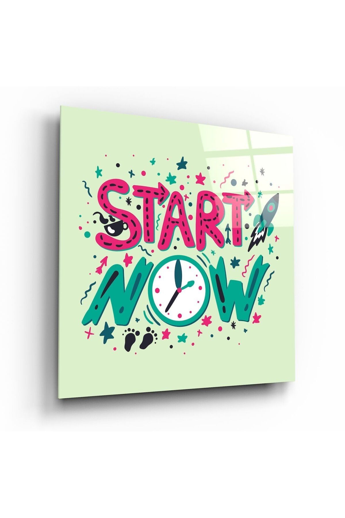 “Start Now” Cam Tablo | Hediyelik, Dekoratif, Ofis, Mutfak