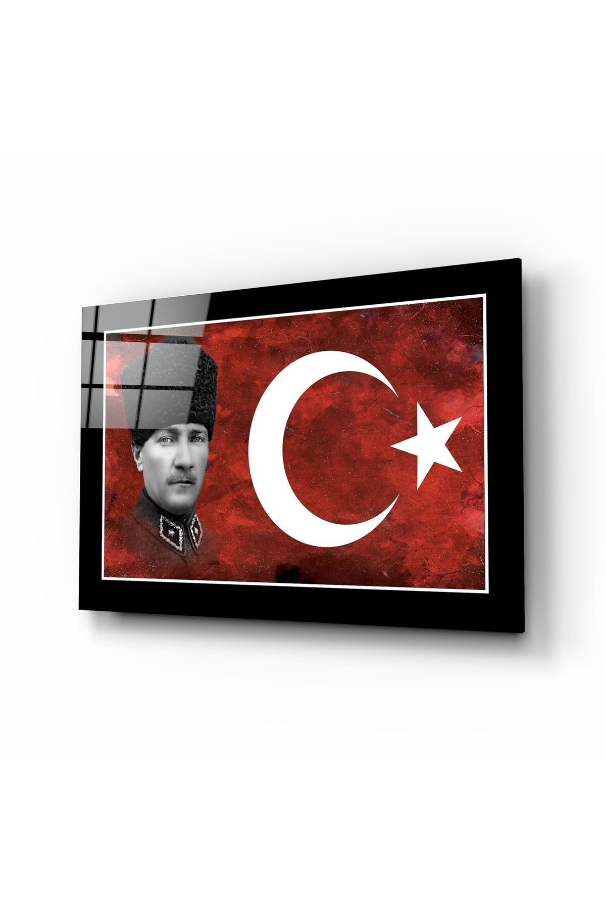 Türk Bayrağı ve Atatürk Cam Tablo | Hediyelik, Dekoratif, Ofis, Mutfak