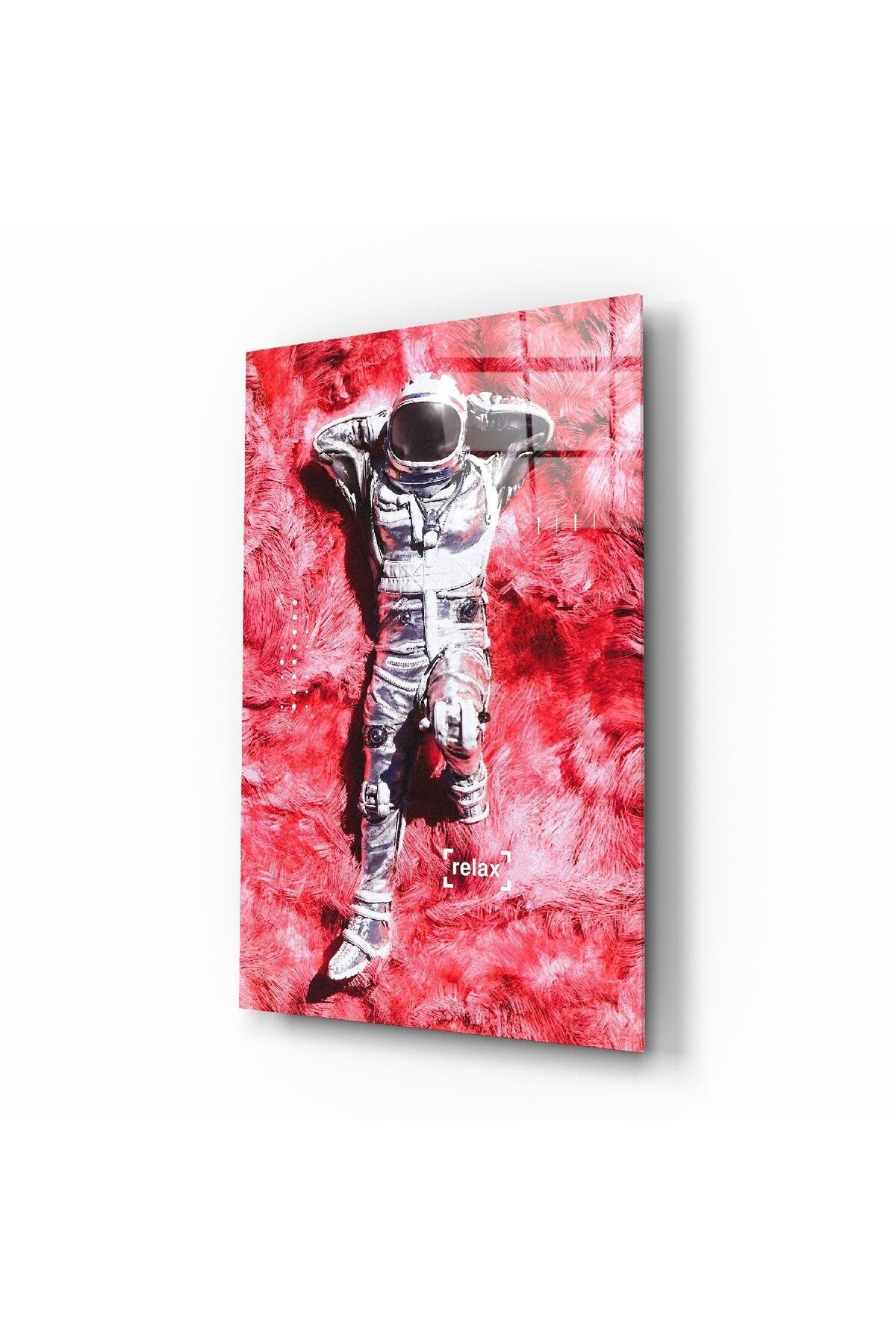 Astronot ve Uzay Çimenleri Cam Tablo | Hediyelik, Dekoratif, Ofis, Mutfak