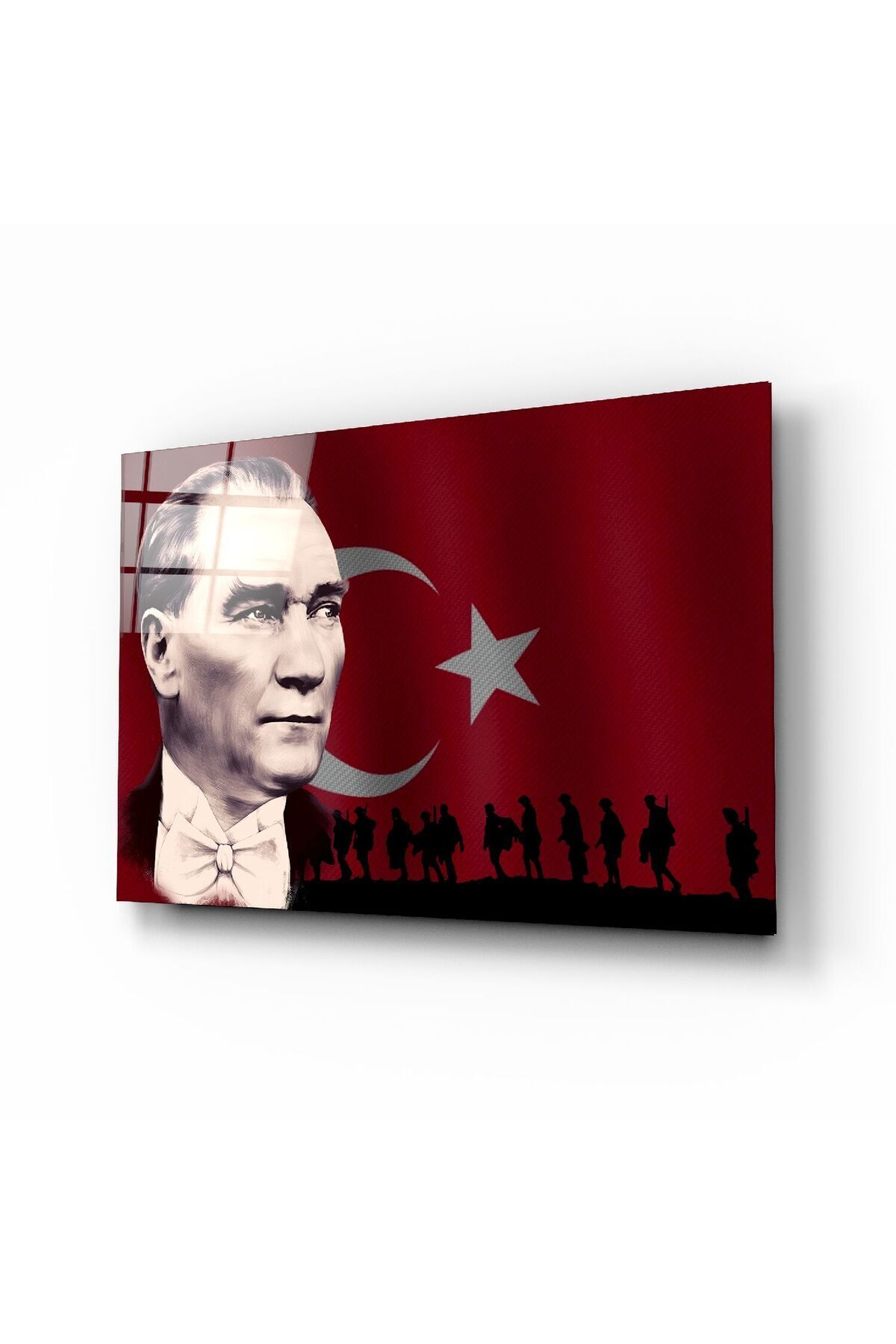 Atatürk ve Türk Bayrağı Cam Tablo | Hediyelik, Dekoratif, Ofis, Mutfak