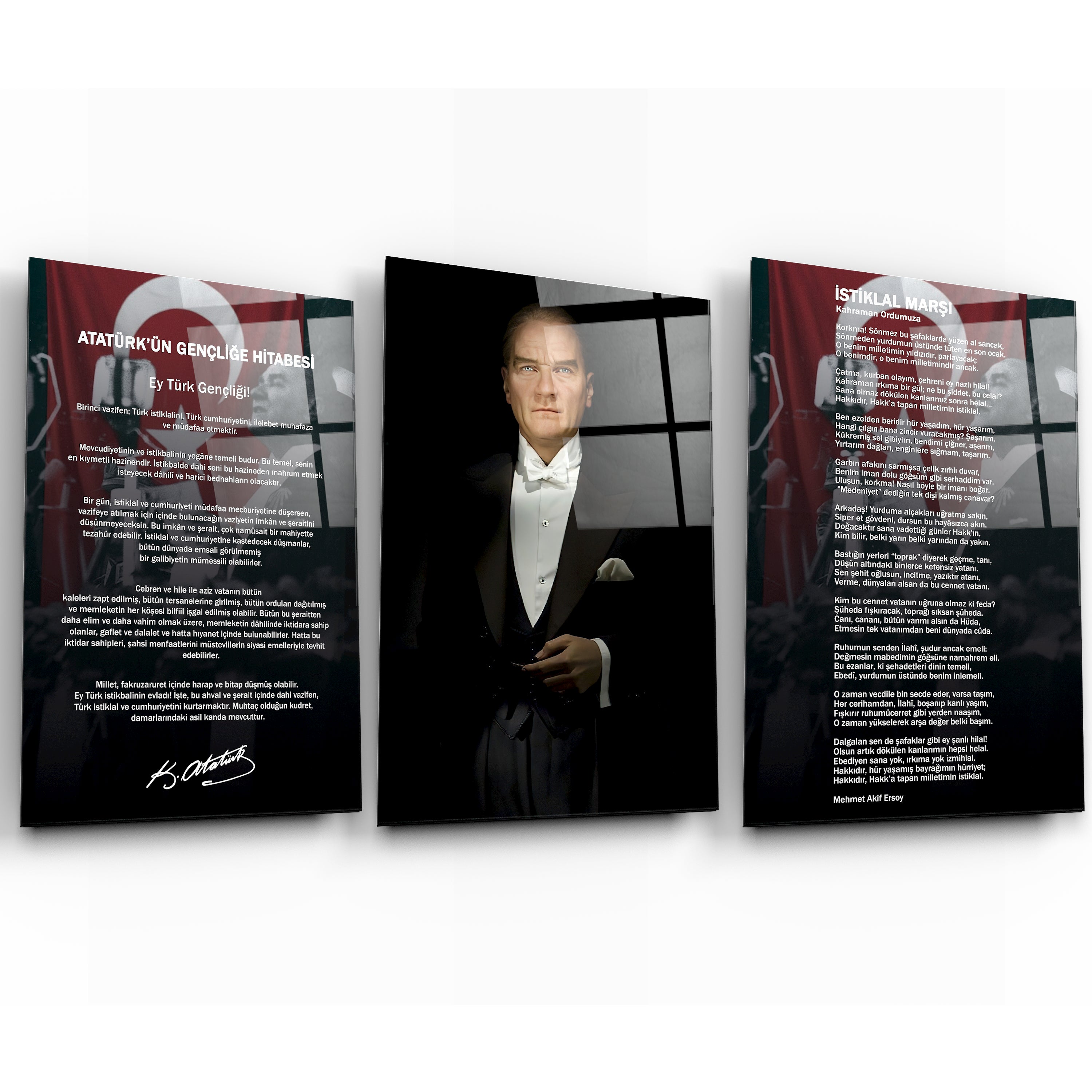 Atatürk Cam Tablo 3’lü Set